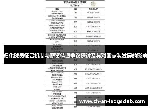 归化球员征召机制与薪资待遇争议探讨及其对国家队发展的影响
